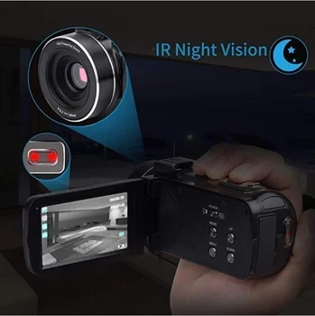 4K Video Kamery, Live Stream Videokamera Digitálny Vlogging Zoom Videokamera 3.0 Palcový Dotykový Displej Nočné Videnie, WiFi, Fotoaparát