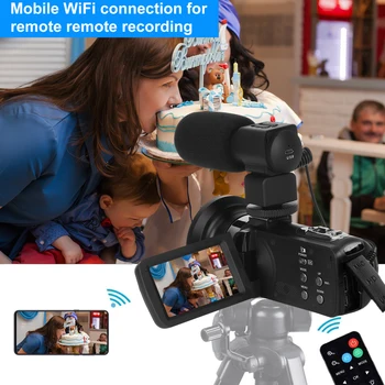 4K Video Videokamera 16X Digitálny Zoom Handycam 48MP Vstavané Vyplniť Svetla Dotykový Displej Vlogging Pre Youbute Fotografie