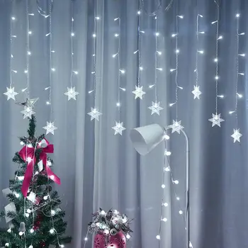 4m 96LED Snowflake String Ľahké Nepremokavé Vianočná Vločka Opony String Svetlá Dovolenku Dekorácie svetlá 220V EÚ plug