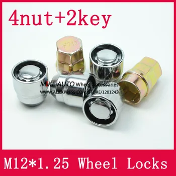 4Nuts+2keys M12x1.25 1.25 Kolesa Zámky Očko Orechy Anti theft Bezpečnostné Matice vhodné Pre Subaru Forester Legacy Outback Impreza LS010-06