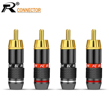 4pcs/2pairs Pozlátené RCA Konektor RCA samec konektor adaptéra Audio/Video Vodič Podporu 6 mm Kábel black&red super rýchle