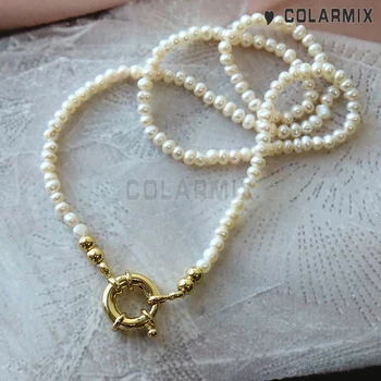 4Pcs Drobné perlový náhrdelník Sailer spona náhrdelník Pearl golier náhrdelník pre ženy, mix veľkosť šperky, módne accessoris 9752