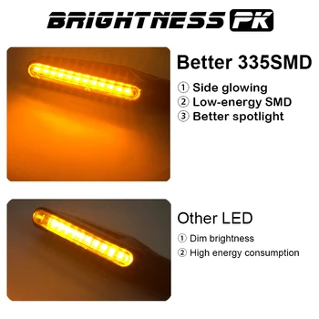 4PCS LED smerovku Svetlo pre Motocykel 12*335SMD Chvost Flasher Tečúcej Vody Blinker IP68 Ohybný Motocykel Blikajúce Svetlá