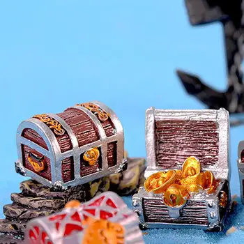 4PCS Miniatúrne Ozdoby Pirate Treasure Box Akvárium Dekor Bonsai Ornament