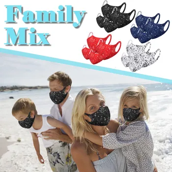 4PCS Módy Tlače Rodič-dieťa Masku na Tvár 2PC Dospelí + 2PC Detí, Vonkajšie Prachotesný Priedušná Opakovane Umývateľný Úst Maska