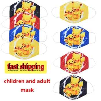 4PCS Pokemon Ochranné Pikachu Maska Prachotesný Priedušná Haze-Odolný Maska pre dospelých Detí Cartoon Vytlačené Maska Bavlna Dary