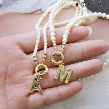 4Pcs Písmená náhrdelník 26 abecedy Perlový náhrdelník vybrať svoje listy v správe perlový náhrdelník pre ženy 9749