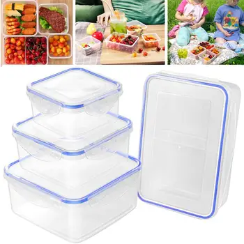 4PCS Transparentné Jednoduché Skladovanie Potravín Kontajnerov Set pre Domáce Obchod, Reštaurácia Štyri kus plastu potravín, zachovanie box