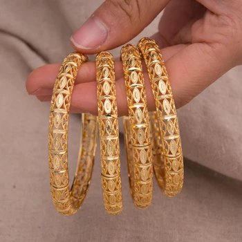 4Pcs Trendy Zlatá Farba Náramok Náramky pre Ženy, Zlata, Medi Náramok Náramok na Blízkom Východe Dubaj Afrike módne Šperky, Prívesky