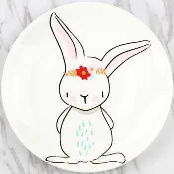 4Pcs Veľa Karikatúra Roztomilý Králik Bunny Disk Porcelánu Služba, Raňajky Dezert, Chlieb, Maslo Tanieri Nastaviť Beefsteak Misky, Tácky