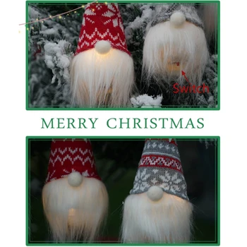 4pcs Vianočné švédsky Gnome s LED Osvetlenie Ozdoby Visí Vianočný Strom Dekorácie