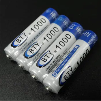 4x BTY NIMH Nabíjateľné Batérie AAA 1000mAh 1.2 V Bateria Reálne možnosti 10440 Článková Batéria Pre Baterku Pochodeň ping