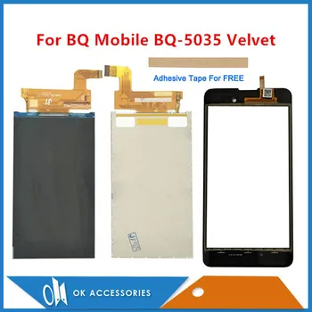 5.0 Inch Pre BQ Mobile BQ-5035 Velvet BQ 5035 BQS 5035 Samostatné LCD Displej + Dotykový Displej Digitalizátorom. Čierneho Zlata S Páskou