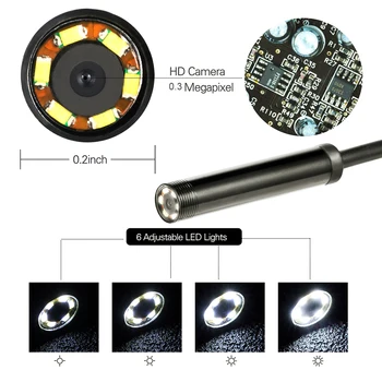 5,5 mm Mini Endoskopu Fotoaparát Typu C, USB Inšpekcie Borescope Fotoaparát Flexibilné Vodotesný IP67 6LEDs Nastaviteľné Endoskopu Fotoaparát