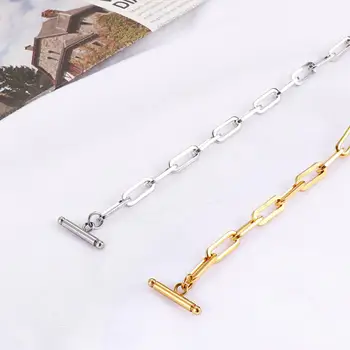 5,5 mm Šírka Nové Nerezové Link Kábel Reťazca Náramky S Zlatá Farba Oválne Šperky Pre Ženy, Darčeky