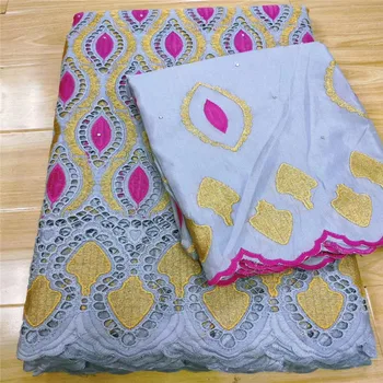 5 dvore Švajčiarskej čipky textílie najnovšie ťažké vyšívanie korálkami Afriky bavlnené tkaniny Swiss voile čipky populárne Dubaj štýl 13L518