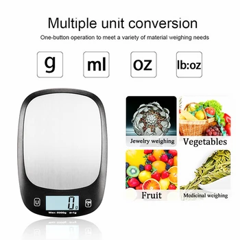 5 kg kuchynská váha elektronický digitálny displej rozsahu Multifunct potravín váh z nehrdzavejúcej ocele rozsahu pečenie váhy fitness chudnutie