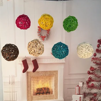5 ks 8cm Multicolor Sepak Takraw Vianočné Ratan Loptu Prútia Gule Domov Svadobné Party Dekorácie DIY Plavidlá Ozdoby Navidad