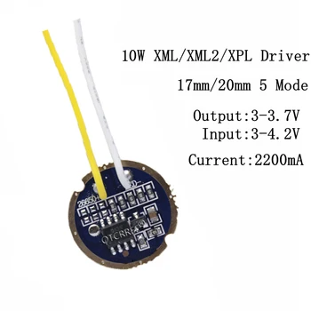 5 ks cree xml led xml2 led T6 U2 ovládač 17 mm 2.7-4.2 V 2A 5-Režim LED Driver pre CREE XML LED Žiarič