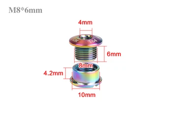 5 KS/VEĽA GUB Farebné Oplechovanie Titán Chainwheel Skrutky Ti Kuky Reťazca-krúžky, Matice Cyklistické Doplnky, M8*6mm