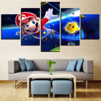 5 Kusov Komiksu, Anime, Plagát Umelecké Plátno na Stenu Umenie Modulárny Hra Super Mario Obraz Domova Maľovanie detská Izba rámec Tlač