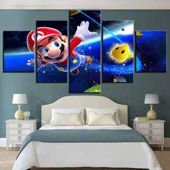 5 Kusov Komiksu, Anime, Plagát Umelecké Plátno na Stenu Umenie Modulárny Hra Super Mario Obraz Domova Maľovanie detská Izba rámec Tlač