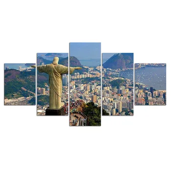 5 kusov Rio de Janeiro, Mesto Krajiny cestovanie stav maľby Nástenné Art Obraz Darček Domáce Dekorácie Plátno Tlačiť maľovanie