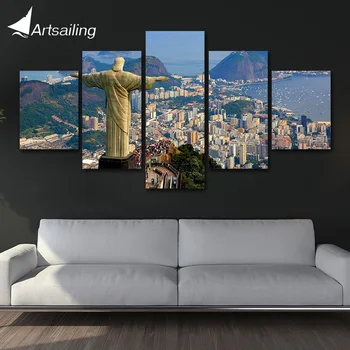 5 kusov Rio de Janeiro, Mesto Krajiny cestovanie stav maľby Nástenné Art Obraz Darček Domáce Dekorácie Plátno Tlačiť maľovanie