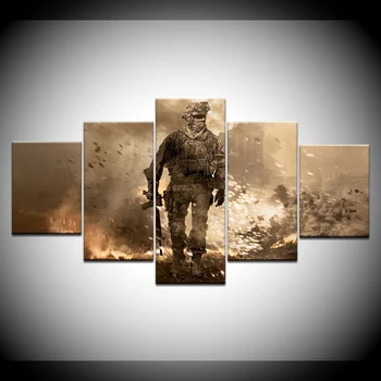 5 Kusov Umeleckých HD Plátno Rám Battlefield Vojak Tlač Pre obývaciu Izbu Plátno na Maľovanie na Stenu, Dekorácie Pre Miestnosti dekorácie