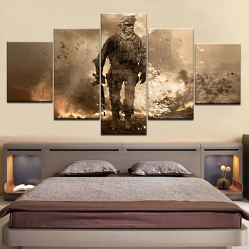 5 Kusov Umeleckých HD Plátno Rám Battlefield Vojak Tlač Pre obývaciu Izbu Plátno na Maľovanie na Stenu, Dekorácie Pre Miestnosti dekorácie
