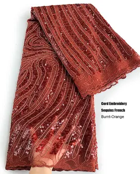 5 metrov lesklé Kábel Vyšívané francúzsky čistý Čipky Oka Afriky tylu čipky textílie Nigérijský Hojdacia svadbu v kostole nosenie šitie handričkou