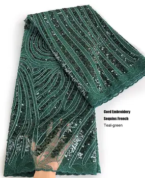 5 metrov lesklé Kábel Vyšívané francúzsky čistý Čipky Oka Afriky tylu čipky textílie Nigérijský Hojdacia svadbu v kostole nosenie šitie handričkou