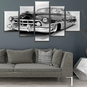 5 Modulárny Panel Klasické Vintage Cadillac Auto Plátno na Maľovanie Moderné HD Tlač Plagátu a Tlač Wall Art Obrázok pre Obývacia Izba
