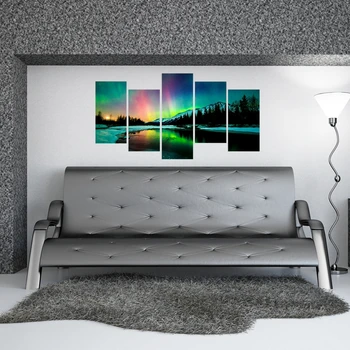 5 Panel HD Tlač Farebné Aurora Borealis Plátno na Maľovanie Domova Wall Art Obrázok Tlače Steny v Obývacej Izbe Dekor Drop Shipping