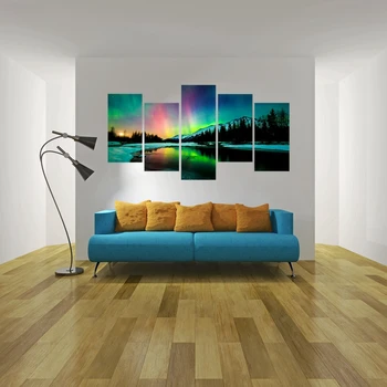 5 Panel HD Tlač Farebné Aurora Borealis Plátno na Maľovanie Domova Wall Art Obrázok Tlače Steny v Obývacej Izbe Dekor Drop Shipping