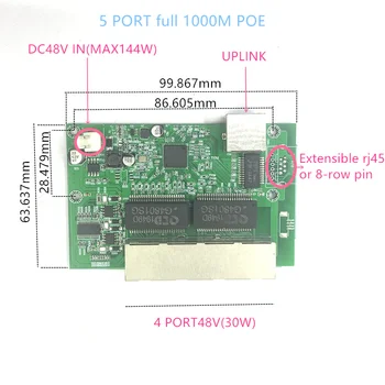 5 POE 1000M Port 8 Poe 10/100/1000M, Priemyselné Switch gigabit switch 5 gigabit switch gigabit switch POE SWITCH 48V 1000M