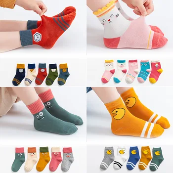 5 Párov/lot 1 až 5 Rokov dieťa Jeseň a Zimu Krásne Ponožky Pre Batoľatá Dievčatá Roztomilý Zvierat Ponožky Pre Chlapcov Bavlna Deti Ponožky