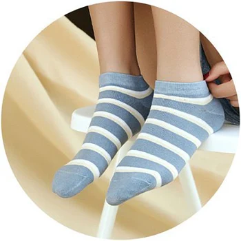 5 Párov/set Classic Nízky Rez Ponožky Ženy Bavlna Prúžok Kockovaný Vzor Členok Ponožka Elegantné Harajuku Štýl