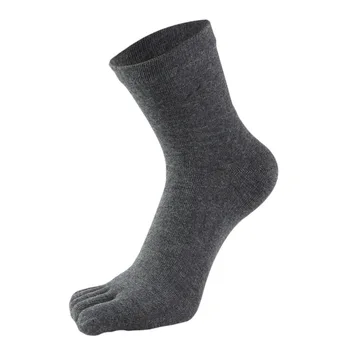 5 Párov/Veľa Bavlna Prst Ponožky pre Mužov Solid Farba Čierna Šedá Navy Príležitostné Športové Päť Prstov Posádky Ponožky Mužov Dezodorant Calcetines