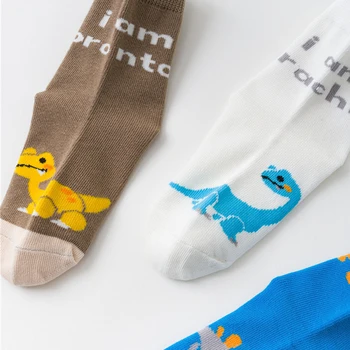 5 Párov/Veľa Bavlna Roztomilé Deti Teplé Ponožky Priedušná Cartoon Dinosaura Módne Baby Chlapci, Dievčatá Ponožky Pre 1-15 Rokov