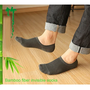 5 Párov/Veľa Letné Módy Tenké Oka Bambusové Vlákno Neviditeľné Ponožky Mužov Svetlo Silikónový Anti-Protišmykové Ponožky Dezodorant Loď Ponožky