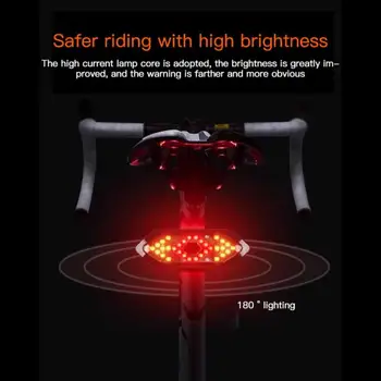 5 Režimy Smart Bicykli jazda na Bicykli zadné Svetlo S Turn Signál Elektrický Klaksón Diaľkové Ovládanie USB Nabíjateľné zadné svetlo Zadné Bezpečnostné Lampy