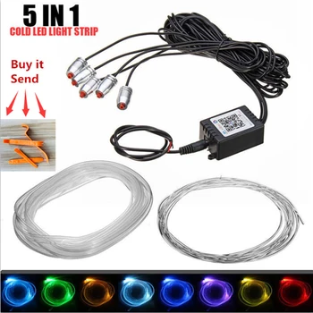 5 V 1 6.2 M aktívny zvukový EL neon pásy svetlo RGB LED auto svetlo Vnútorné Multicolor Bluetooth telefón, kontrolka atmosféru 12V