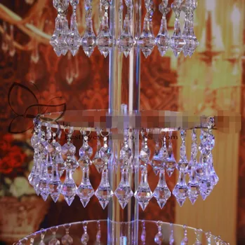 5 Úrovní transparentné svadobné crystal akryl Tortu Stojan tortu displej povrch držiaka s perličiek pramene svadobný stôl centerpieces