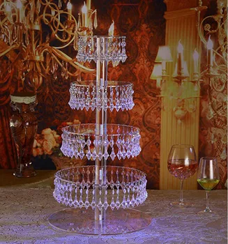 5 Úrovní transparentné svadobné crystal akryl Tortu Stojan tortu displej povrch držiaka s perličiek pramene svadobný stôl centerpieces