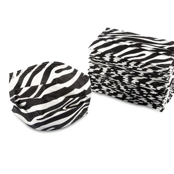50/30PCs Čierna a Biela Zebra Módne Dospelých Úst Maska Tri vrstvy Hrubé Tlač Jednorazové Maska Anti-Peľ Masku na Tvár