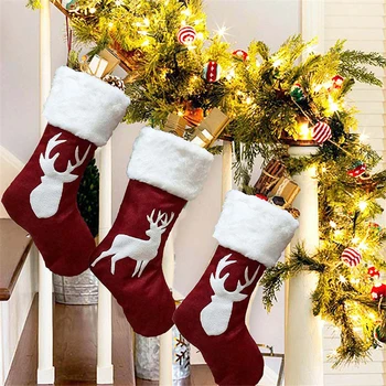 50 Ks Veľké Elk Vianočné Pančuchy Darčekové Tašky Vianočný Stromček, Ozdoby Ponožky Krb Zavesiť Prívesok Vianočné Dekorácie pre Domov