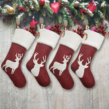 50 Ks Veľké Elk Vianočné Pančuchy Darčekové Tašky Vianočný Stromček, Ozdoby Ponožky Krb Zavesiť Prívesok Vianočné Dekorácie pre Domov