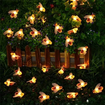 50 Led Solárne 7M String Svetlá Honey Bee Rozprávkových Svetiel Kvetinové girlandy na ulici, trávniky, dekoroch pre terasa záhrada