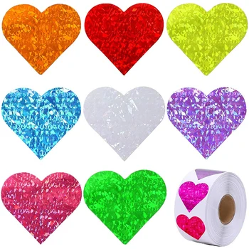 500 Ks/Roll Tvorivé Samolepiace etikety Farebné Srdce Tvar Samolepky Scrapbooking Pre Dieťa Hračku Dievča, Chlapec, modrá zelená, ružová, žltá